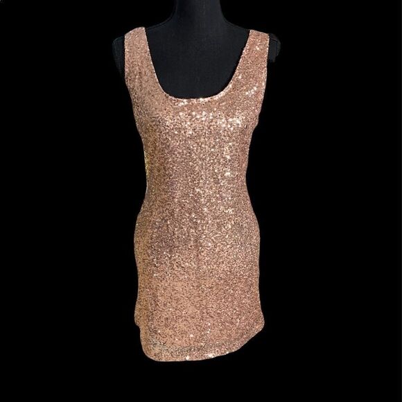 Rue 21 pale pink party sequin sheath tank dress size large - Picture 3 of 9